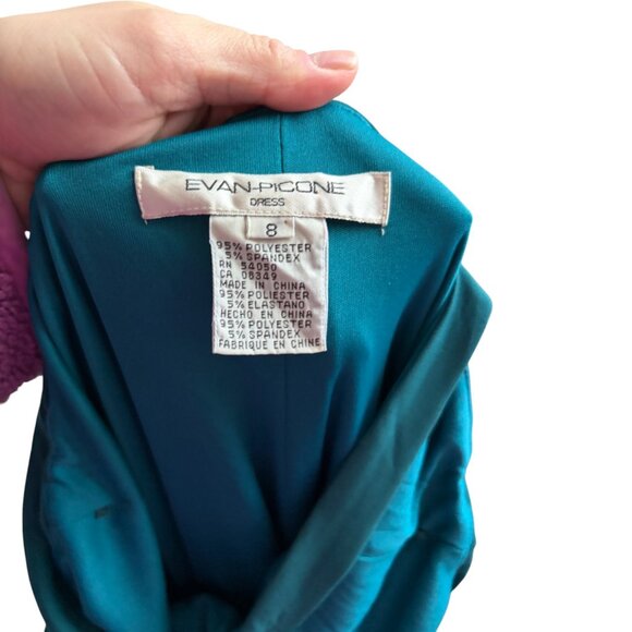 Vintage Y2k Sparkly Glitter Teal Halter Prom Party Dress Ruched Bodice Size 8 - Picture 5 of 5